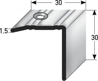 Produktbild von Treppenkante "Riesi" / Treppenkantenprofil / Winkelprofil (Größe 30 mm x 30 mm) aus Edelstahl matt,  nach Rutschhemmungsklasse R10 DIN 51130, gebohrt, von Auer Metall-Edelstahloptik-1000