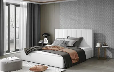Produktbild von Doppelbett ARDELIA 2, gepolstert, 200x200 cm, - weißes