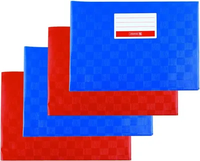 Produktbild von Brunnen Hefthüllen A5 quer Heftumschlag Heftschoner für z.B. Schreibheft Lin. 0 und Lineatur 1q, Notenheft, 4er Pack rot und blau (4er Set)