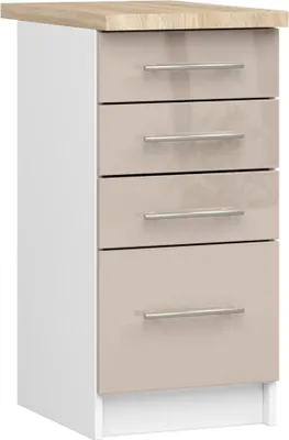 Immagine prodotto di Armadio da Cucina OLIWIA S40 SZ4 Bianco Cappuccino Lucido con 4 Cassetti e Piano di Lavoro 40x60 cm