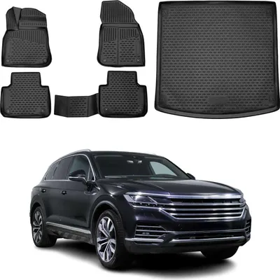 Image de Tapis & bac de coffre Set pour VW Touareg 2018-2025 Caoutchouc TPE Noir 5x