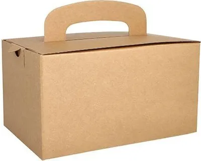 Produktbild von Lunch-Boxen, Pappe "pure" eckig 12,5 cm x 15,5 cm x 22,5 cm braun mit Tragegriff