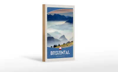 Produktbild von Holzschild Reise 12x18 cm Brixental Österreich Himmel Wälder