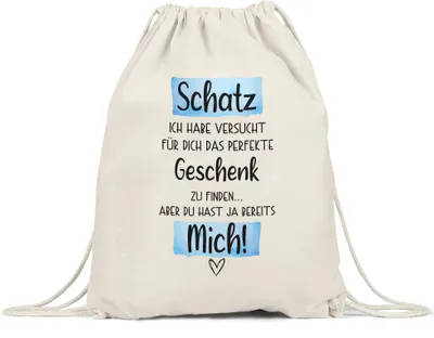 Produktbild von Schatz Geschenk Turnbeutel Gymsack  Mit Spruch Ehemann Freund Partner Humor Sarkasmus Geschenkidee