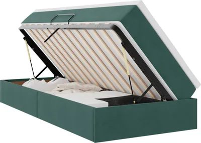 Obrázok produktu pre Postel s úložným prostorem a matrací Tmavozelená 100 x 200 cm