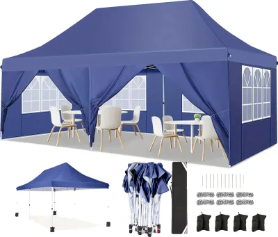 Obrázok produktu pre Skladací pavilón, vodotesný, s odnímateľnými stenami, námornícka modrá, 3 x 6 m