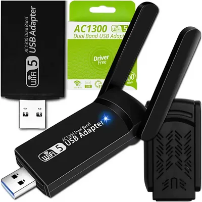 Obrázok produktu pre WLAN adaptér AC1300, dual-band 2,4/5 GHz, USB 3.0, WLAN bezdrôtový adaptér s 2 anténami (5 dBi), podpora WPA3