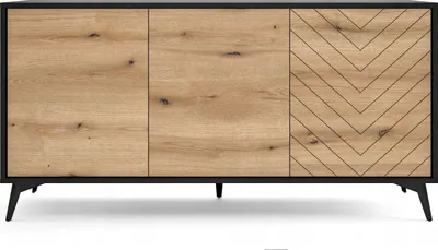 Produktbild von Kommode mit zwei Türen Diamond 104cm Eiche Evoke/Schwarz