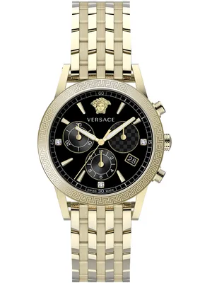 Produktbild von Versace VELT00919 Sport Tech Diamond Chrono schwarz gold Edelstahl Damen Uhr NEU