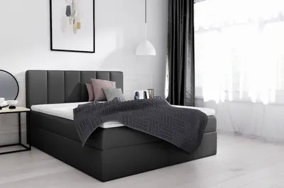 Obrázek produktu pro Manželská postel 200x200 SVEN - černá  + topper