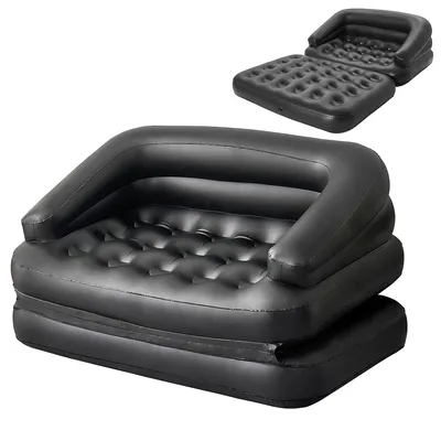 Produktbild von Multifunktionales Doppelschlafsofa 5-in-1,Aufblasbares Sofa & Luftbett, Campingliege, 188×152×64 cmLuftsofa aufblasbares , PVC, schwarz, ohne Pumpe