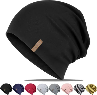 Produktbild von Slouch Beanie Mütze, Weiche Baumwolle, Atmungsaktiv, Leicht, für Chemo