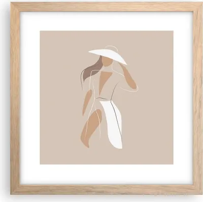 Produktbild von Gerahmtes Poster - Rahmen in heller Eiche - Minimalismus Frau Buntstift - 30x30 cm - Wand Bild - Wanddeko - Wandbilder - Kunstposter - Wandposter - Bilderrahmen - Bilder - Kunstdruck - P2NAC30x30-4603