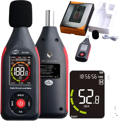Obrázok produktu pre Hlukomer, merací rozsah 30–130 dB, prenos údajov cez USB, čierny