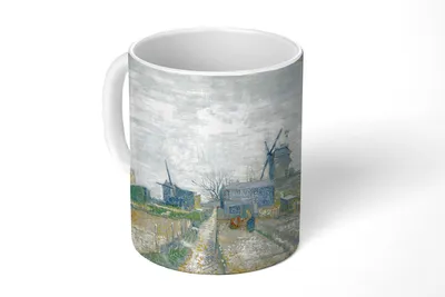 Obrázek produktu pro KitchenYeah® Hrnek na kávu Hrnek na kávu 350 ml Montmartre: Mlýny a zahrady - Vincent van Gogh Čajový šálek - Foto hrnek - Hrnek - Keramický hrnek - Hrnek na čaj - Hrnek na kávu - Kancelářský hrnek