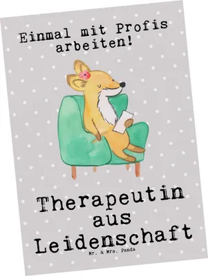 Produktbild von Mr. & Mrs. Panda bildkarte Therapeutin Leidenschaft - Grau Pastell - Geschenk, Kunstkarten, Postkarten, Grußkarte, Fotokarte, Postkarte