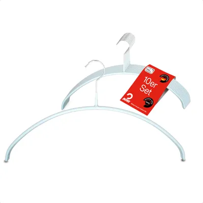 Produktbild von MAWA Kleiderbügel, 10er-Set, rutschfest, 40 cm, Weiß, langlebig & stabil
