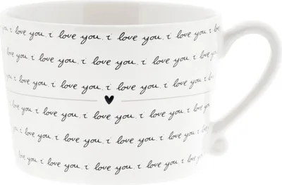 Produktbild von Tasse, Becher  I LOVE YOU weiß schwarz für 270ml Keramik Bastion Collections