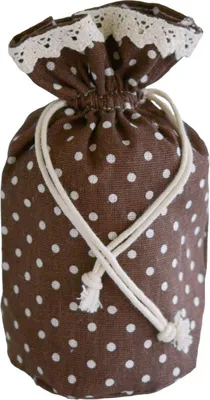 Produktbild von 1 Leinensäckchen, Größen Farbwahl - weiße Punkte Dots gepunktet Vintage Beutel, Größe:11.5x12.5cm, Farbe:braun