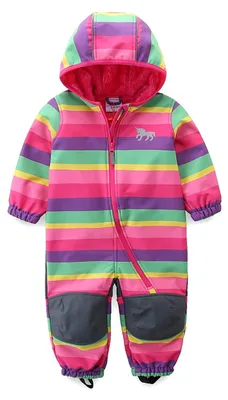 Produktbild von umkaumka Baby Mädchen Schneeoverall Regenbogen Einhorn Softshell Overall Softshe