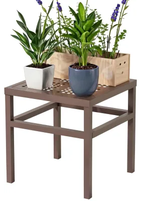 Produktbild von Pflanzenständer, Blumenständer, für den Innen- und Außenbereich, Aluminium, Blumenbank, Pflanzenregal für Garten, Wohnzimmer, Balkon, Terrasse, Hof, Ecke (braun, 38 cm x 38 cm)