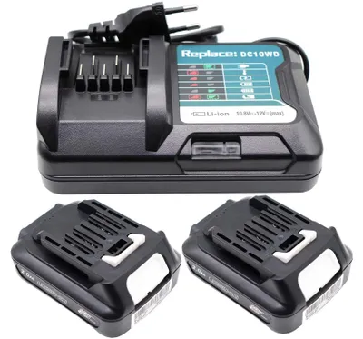 2x Akku 2,0 Ah 10,8 V/12 V + Ladegerät, für Makita 12 V