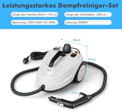 Produktbild von Tragbarer 2000-W-Dampfreiniger, 15-teiliges Zubehörset