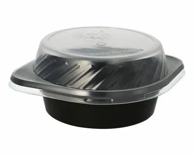Produktbild von 60x Mehrweg Suppenschalen Suppenterrinen 500ml inkl. Deckel Ø15,6cm schwarz