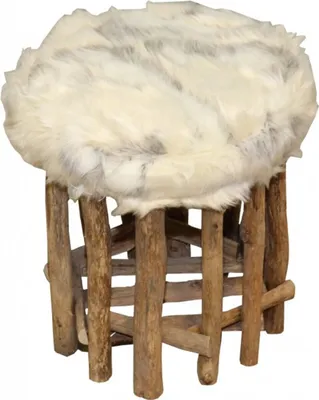 Produktbild von Casa Padrino Designer Hocker Felloptik Hell Höhe 35 cm, Durchmesser 33 cm - Fußhocker Sitzhocker