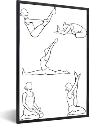 Produktbild von MuchoWow® Gerahmtes Poster Yoga - Frauen - Stellungen 60x90 cm - Poster mit Schwarzem Bilderrahmen Wandposter Rahmen Foto Bilder - Kunst