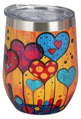 Immagine prodotto di Tazza termica, elegante, ideale come regalo, design moderno: cuori colorati, capacità 330 ml