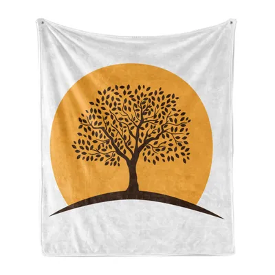 Produktbild von ABAKUHAUS Blätter Weich Flanell Fleece Decke, Baum des Lebens Botanik Flora, Gemütlicher Plüsch für den Innen- und Außenbereich, 125 x 175 cm, Weiß blasses Orange