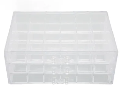 Produktbild von Ohrring-Aufbewahrungsbox, 3-lagig, 72 Fächer, transparenter Acryl-Schmuck-Organizer mit staubdichtem Deckel für Halsketten, Ringe