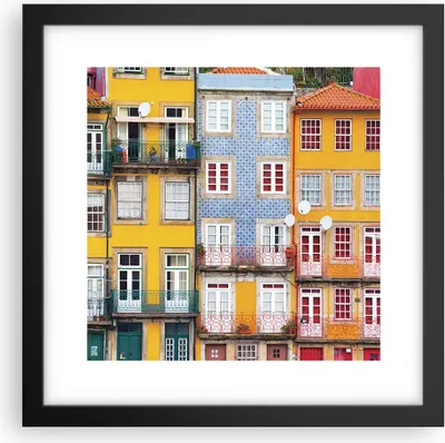 Produktbild von Gerahmtes Poster - Schwarzer Rahmen - Casas Ribeira Porto - 30x30 cm - Wand Bild - Wanddeko - Wandbilder - Kunstposter - Wandposter - Bilderrahmen - Bilder - Kunstdruck - Wandbild - P2BAC30x30-4249
