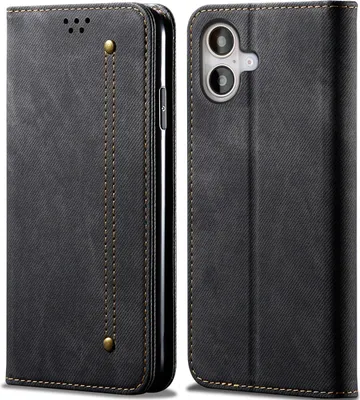 Produktbild von Hülle für iPhone 17 Leder Brieftasche Flip Bookstyle Schutzhülle mit Standfunktion Schwarz