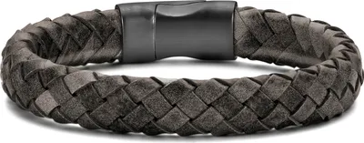 Produktbild von Frank 1967 bracelet dark grey braided leather 23cm ipb