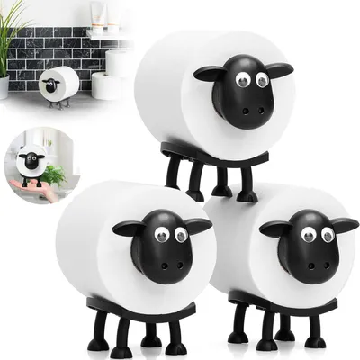 Produktbild von Toilettenpapierhalter Mit Schaf, Badezimmer-Set, Seidenpapier Rollen-Aufbewahrung - 3er Set