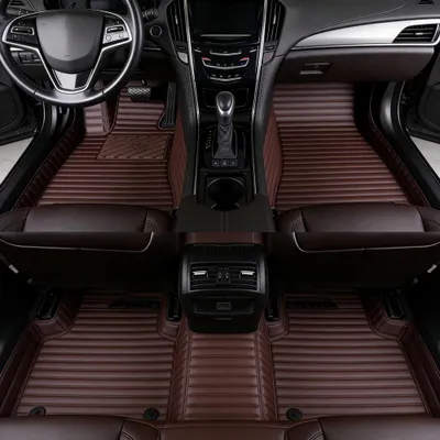 Image de Tapis de sol pour voiture, imperméables, antidérapants, en similicuirPolyuréthaneà rayures