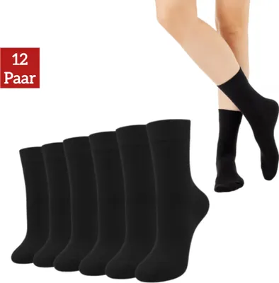 Produktbild von NERS Businesssocken (6-12 Paar) aus gekämmter Baumwolle für Damen und Herren, ohne Gummibund, Premium Socken, ohne drückende Naht, gegen Schweißfüße