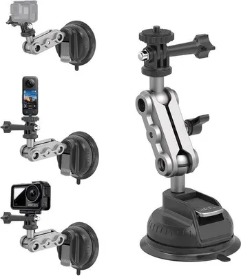 Obrázek produktu pro Prémiový držák s přísavkou do auta pro akční kamery – držák pro GoPro, DJI Osmo Action, Insta360 – držák na okna a čelní sklo s přísavkou