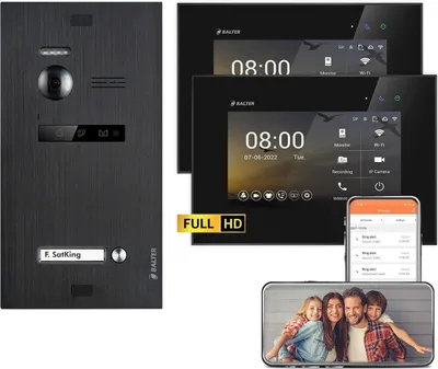 Produktbild von BALTER EVO HD WiFi Unterputz Schwarz 2-Draht 2x 7" Schwarz Video Türsprechanlage Set 1 Familienhaus