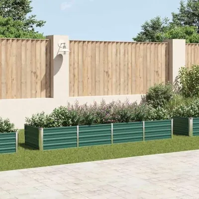 Imagen del producto de Cama elevada para jardín, acero galvanizado, 320 x 80 x 45 cm, color verde
