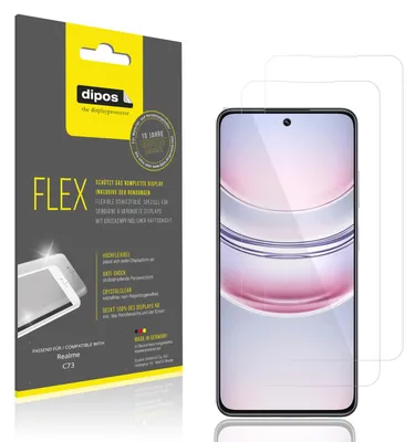 Immagine prodotto di 2x Pellicola protettiva per Realme C73, rivestimento al 100%, Protezione dipos Flex
