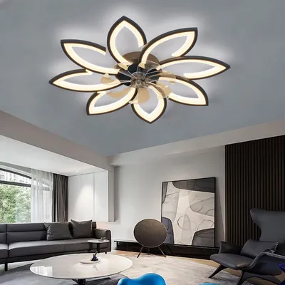 Obrázek produktu pro Stropní ventilátor s osvětlením - 72W, stmívatelný - černý - moderní design - vhodný do obývacího pokoje a ložnice