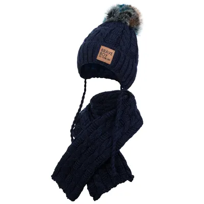 Produktbild von Wintermütze + Schal Winterset, Gr. 48-52, Dunkelblau