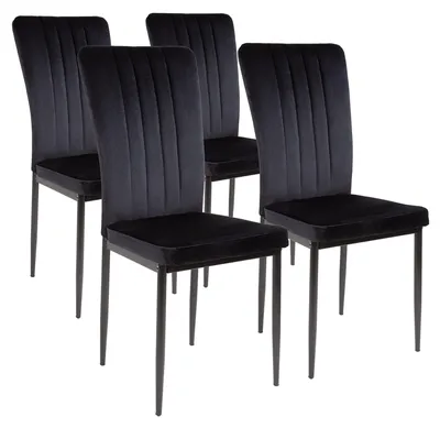 Obrázek produktu pro Židle do jídelny Albatros se sametovým potahem sada 4 MODENA, černá - stylový vintage design, elegantní čalouněná židle k jídelnímu stolu - židle do kuchyně nebo jídelny s vysokou nosností