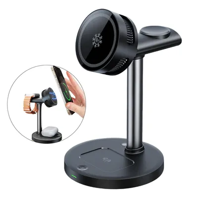 Produktbild von 3-in-1 Magnetische Wireless Ladestation 25W, Kühlendes Ladepad mit Nachtlicht für iPhone, AirPods & Watch