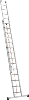 Produktbild von Iller Schiebeleiter in Industriequalität mit Seilzug und Traverse 2x14 Sprossen