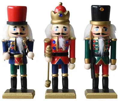 Produktbild von Klassisches Nussknacker-Set 3-teilig – Weihnachtsdeko Holz