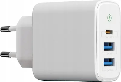 Image de Chargeur WG 3 ports USB A&C charge rapide QC 3.0 PD 20W blanc